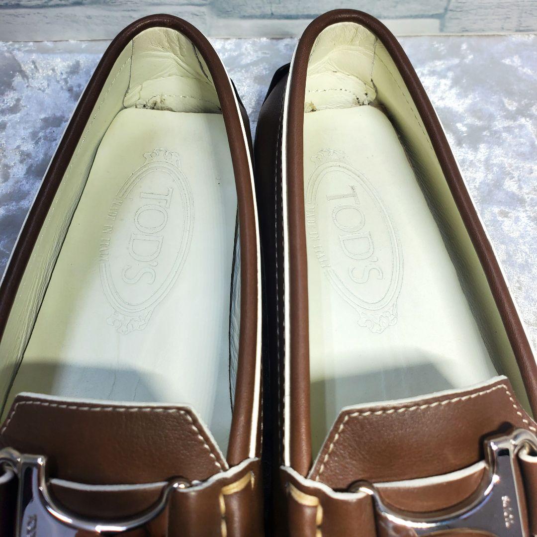 【極美品】✨TOD'S トッズ 22cm ローファー 革靴 T金具 茶系 35