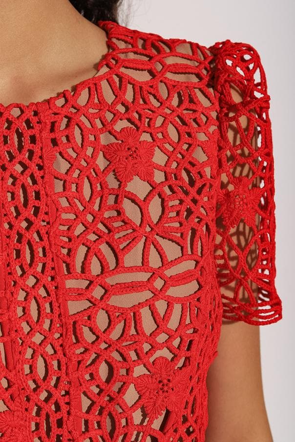 ｙ*ｉ様 セルフポートレイト ワンピース ギピュールレース 赤 UK10 未使用