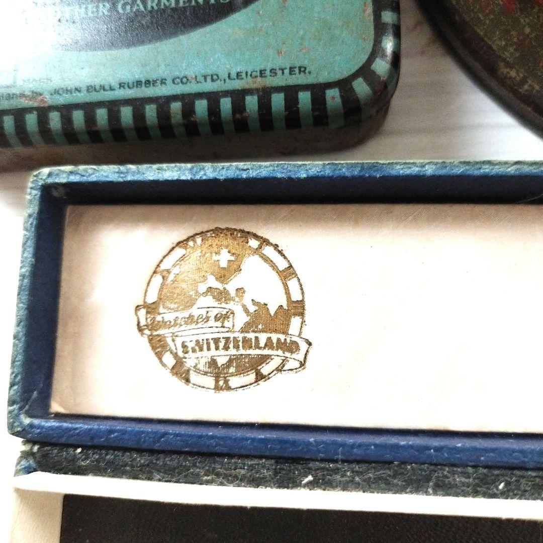 アンティーク　LE RAJAH キャラメル缶、スイスジュエリーケース、イギリス缶