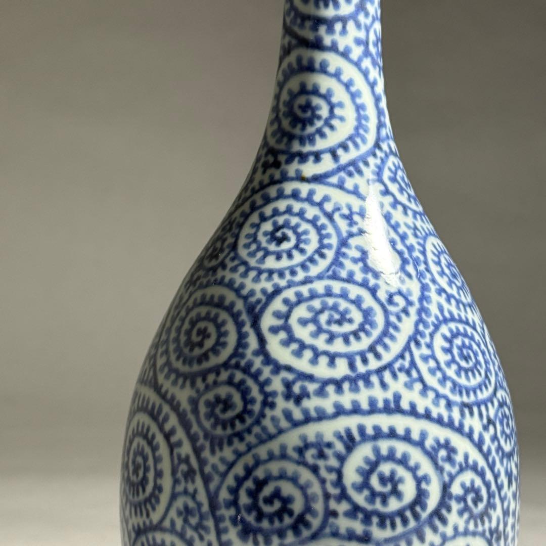 ◆上手品 古伊万里 染付蛸唐草文 鶴首徳利 一輪挿し 花瓶 江戸時代中期〜後期◆