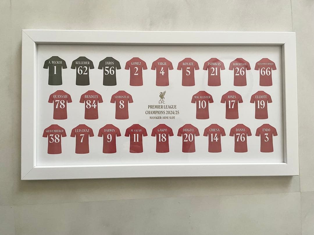 [新品未使用] リバプールFC 選手・ユニフォーム 額(プレシーズンツアー記念)