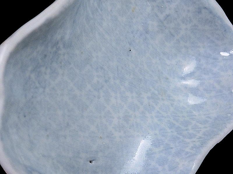 古伊万里　染付　型刷印判　幾何学文様の図　変形皿　江戸期　E649AS-CTm