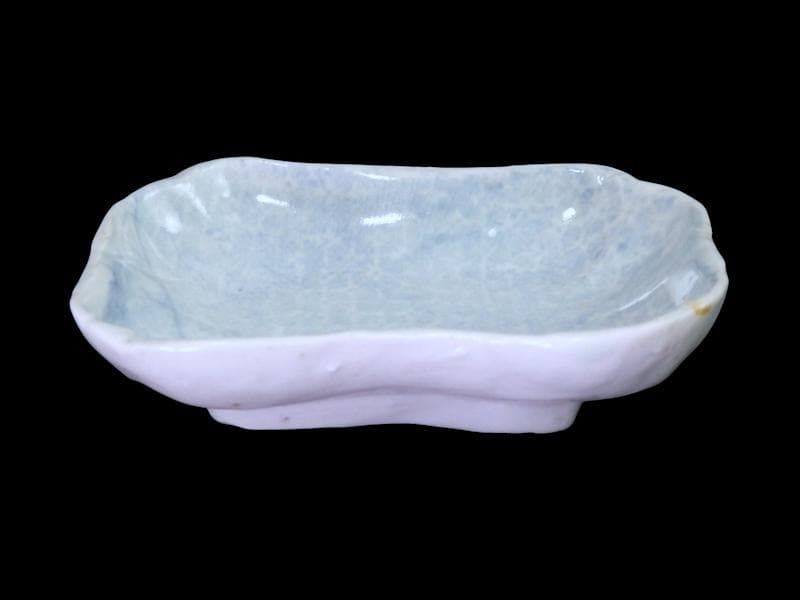 古伊万里　染付　型刷印判　幾何学文様の図　変形皿　江戸期　E649AS-CTm