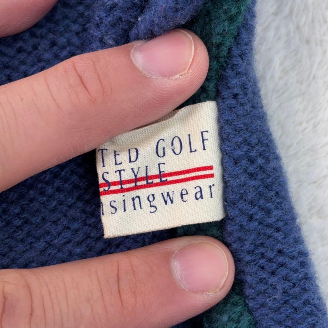 希少90s【マンシングウェア】3Dデザインニット クレイジーパターン 日本製 M