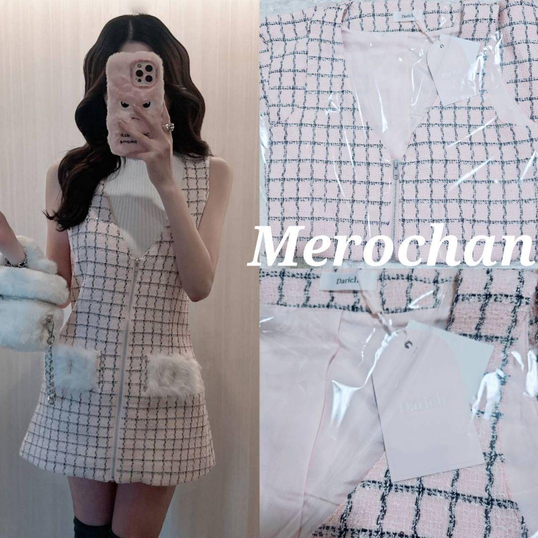 ダーリッチ フロントファスナーツイードミニワンピース フリー ワンピ FREE