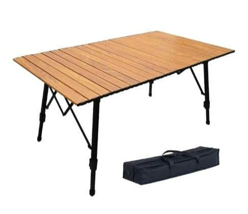 LEESA 120×70 アウトドアテーブル キャンプテーブル 焚き火 高さ調整