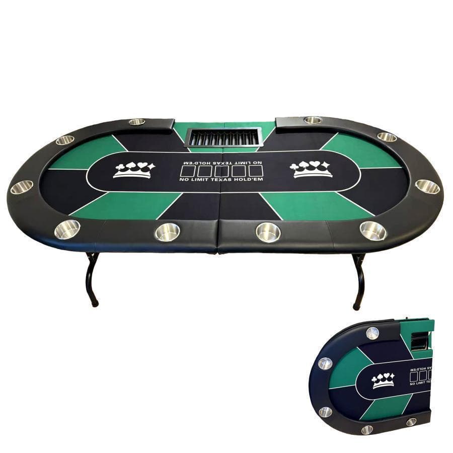 ポーカーテーブル 10人対応 カジノ チップラック ドリンクホルダー 黒2653