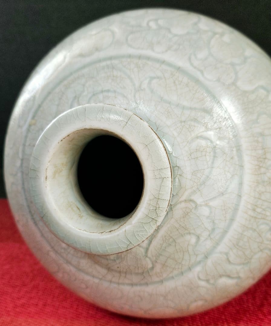 中国古美術　中国古陶磁器　古玩　青白磁　影青　彫花文　瓶　罐　大壺　唐物　古渡り