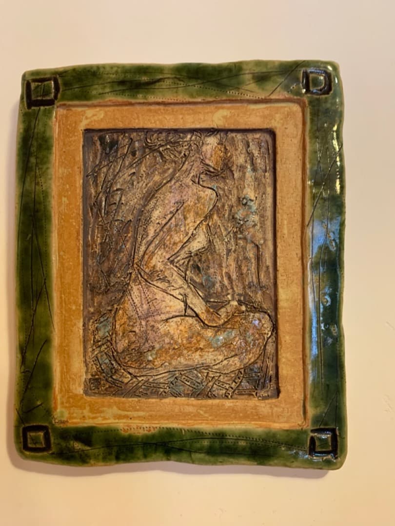 裸婦１２　信楽焼　陶製　美術品　アート　壁掛け