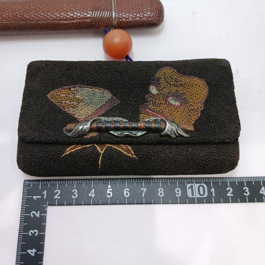 専用 Y2978-6 時代物 象嵌銀金具 煙管筒 煙草入 キセル筒