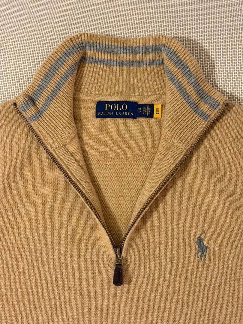 美品♡Polo Ralph Lauren ハーフジップセーター ベージュ グレー