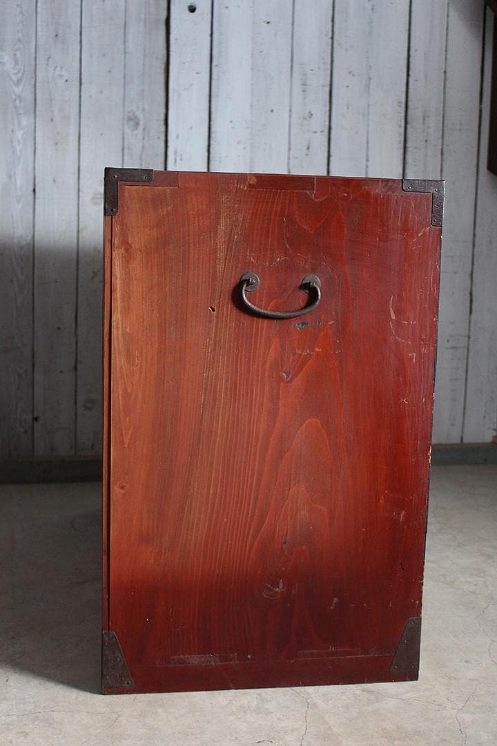 綺麗な丸金具庄内箪笥　3段　タンス　収納　古家具　古民家　時代家具