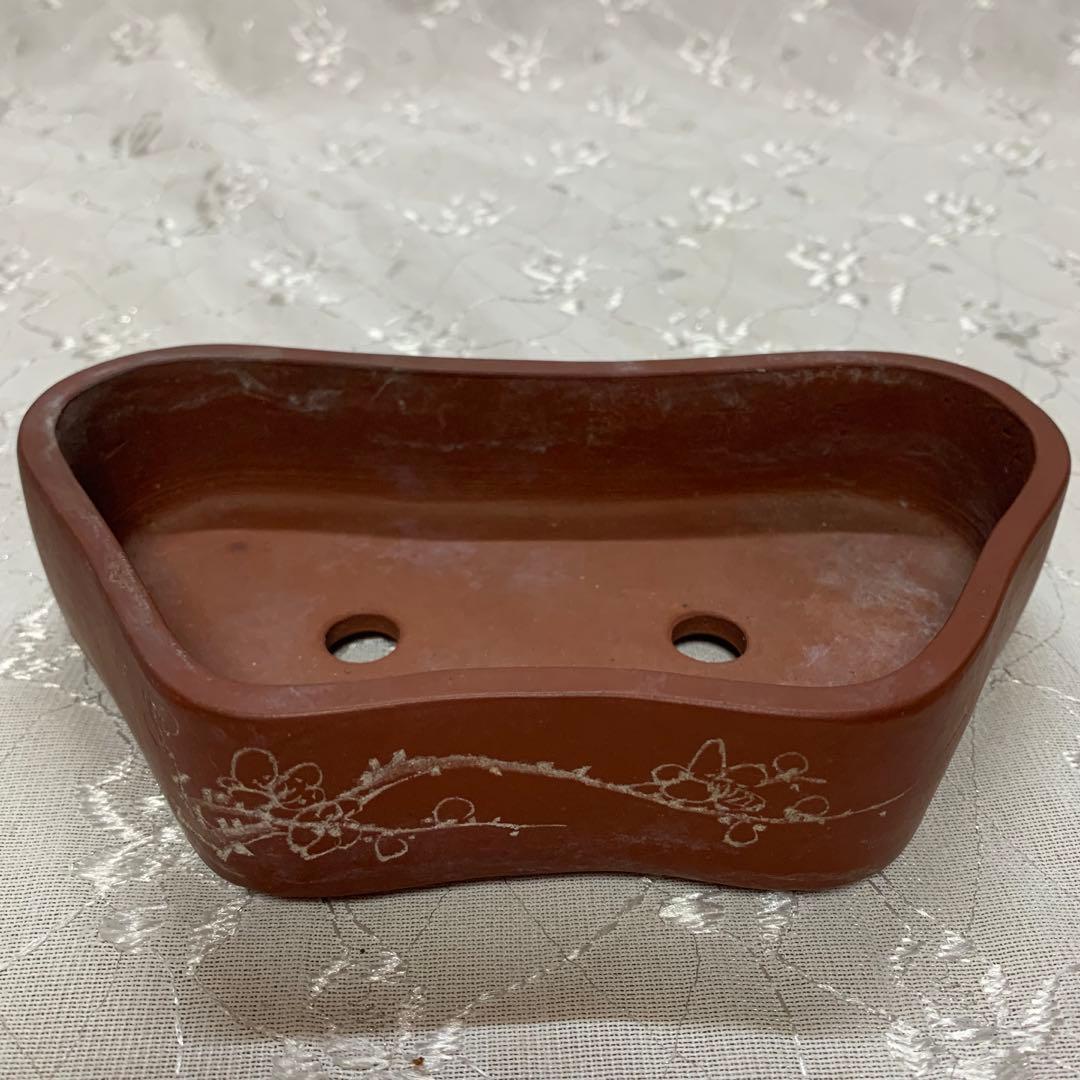 中国鉢　盆栽鉢　落款有り