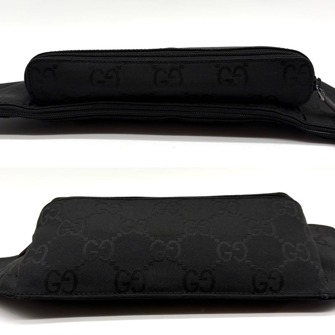 【使用感少】GUCCI グッチ ナイロン GG ウエストバッグ ブラック
