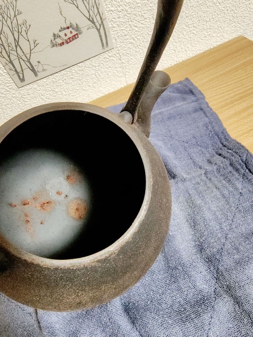 南部鉄器　鉄瓶　秋の実肌