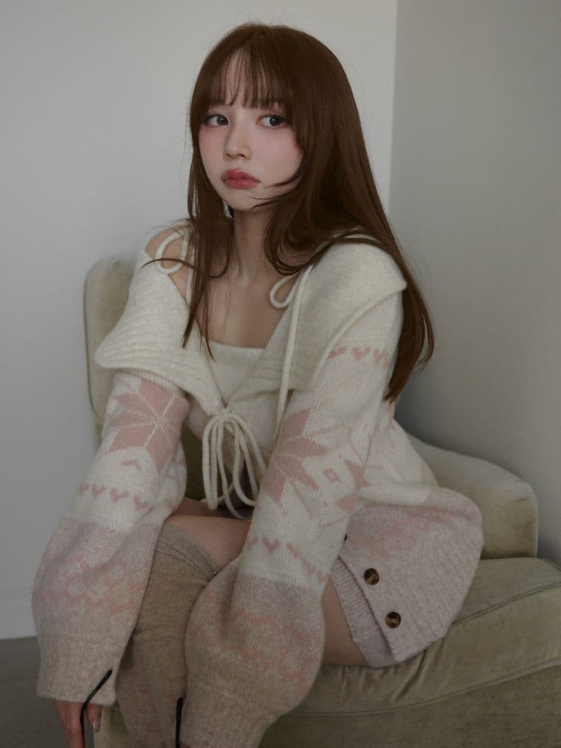 ワンピース andmary Heart nordic cardigan set up
