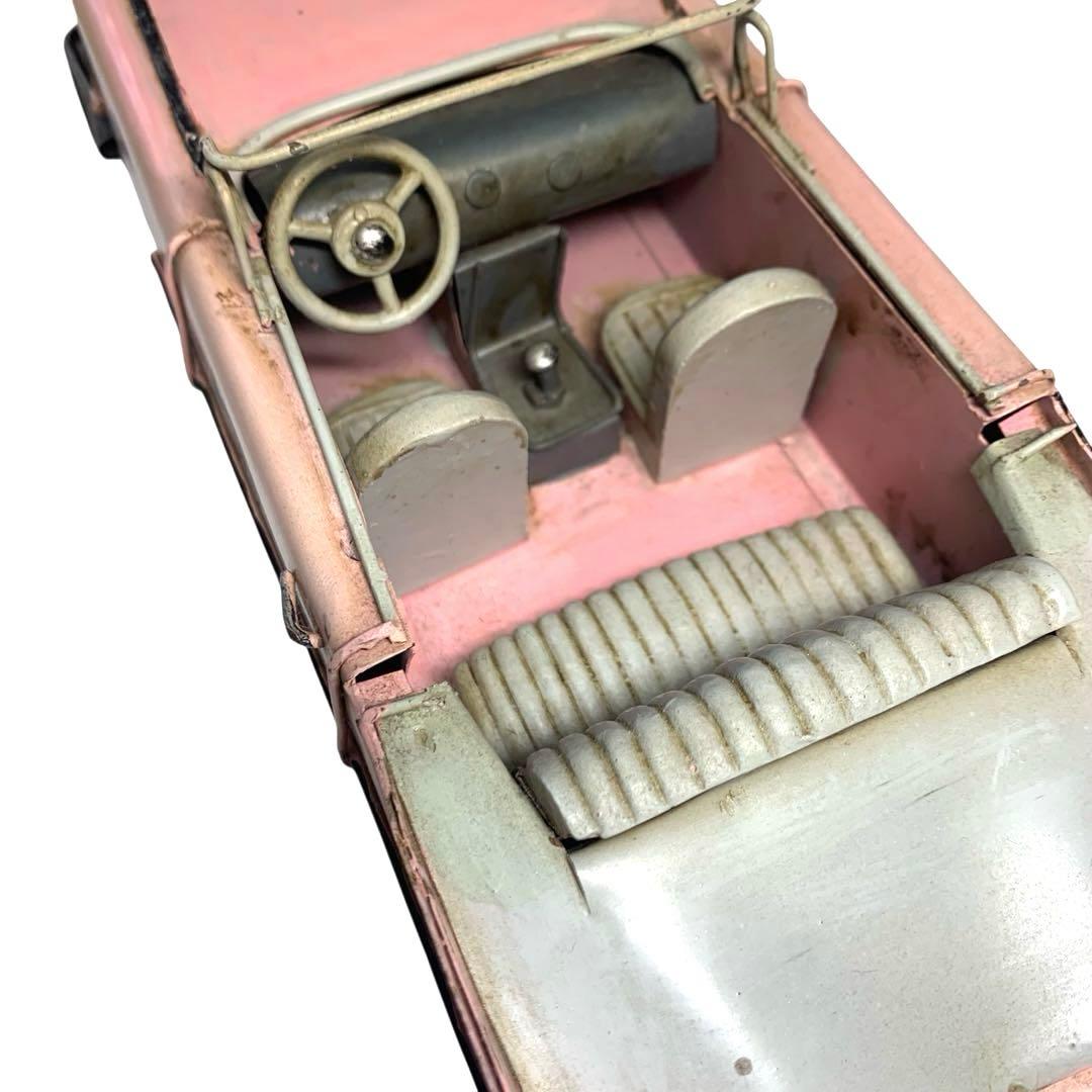 ブリキ　オープンカー　キャデラック　アメリカン　ピンク　インテリア　車