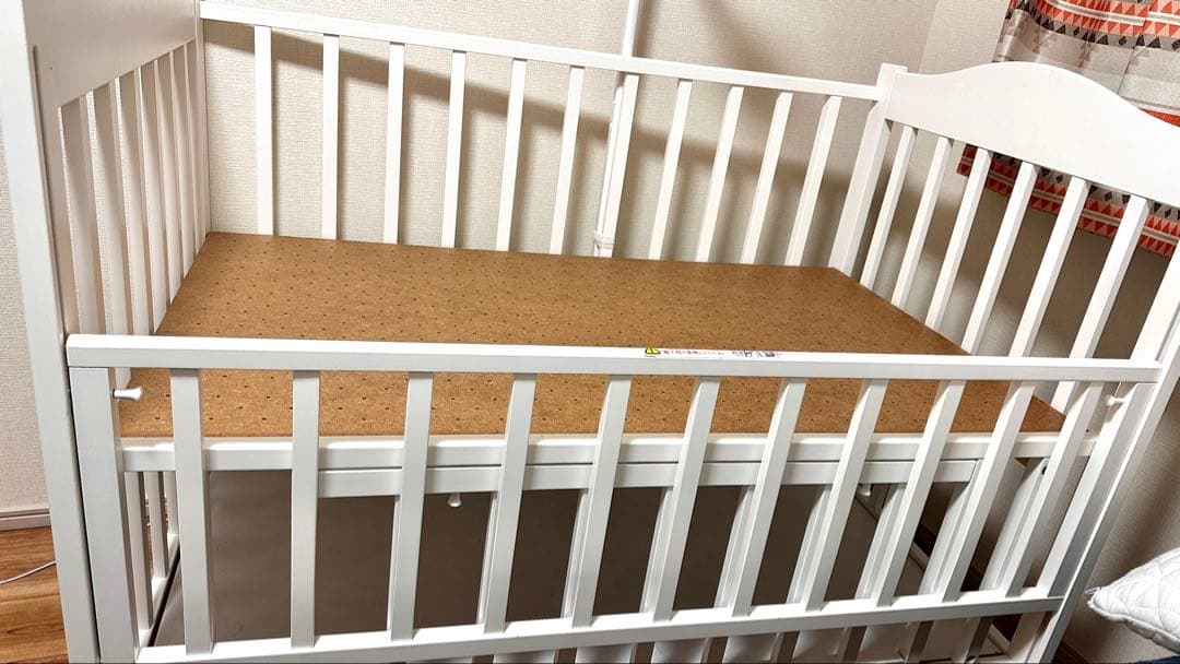 【美品】日本製ベビーベッド　プロヴァンス　キャスター付き　ハイタイプ　石崎家具