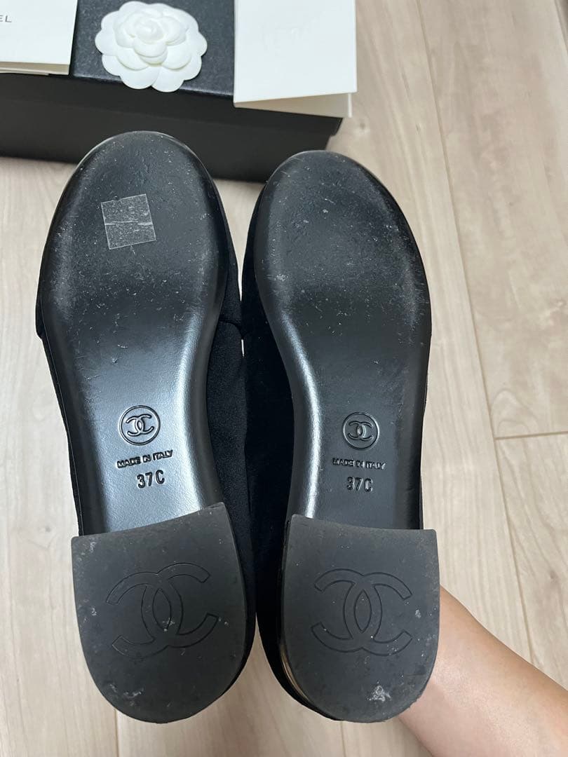 極美品　CHANEL ブラック スエード ローファー　37 シャネル