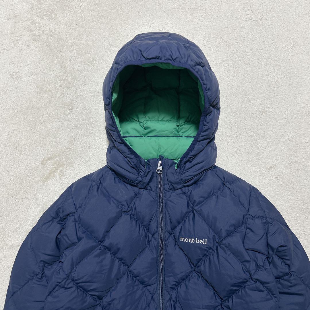 美品 mont-bell リバーシブル ダウンジャケット グリーン　ネイビー