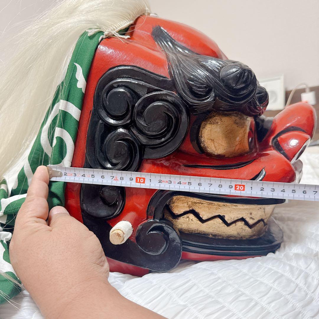 最終値下げ【約36cm】獅子舞　獅子頭　木彫　神楽 厄除け 魔除け
