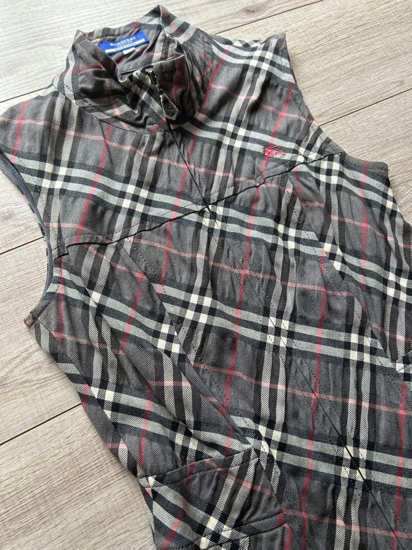 バーバリーブルーレーベル ノバチェック ジップアップワンピース 38 三陽商会
