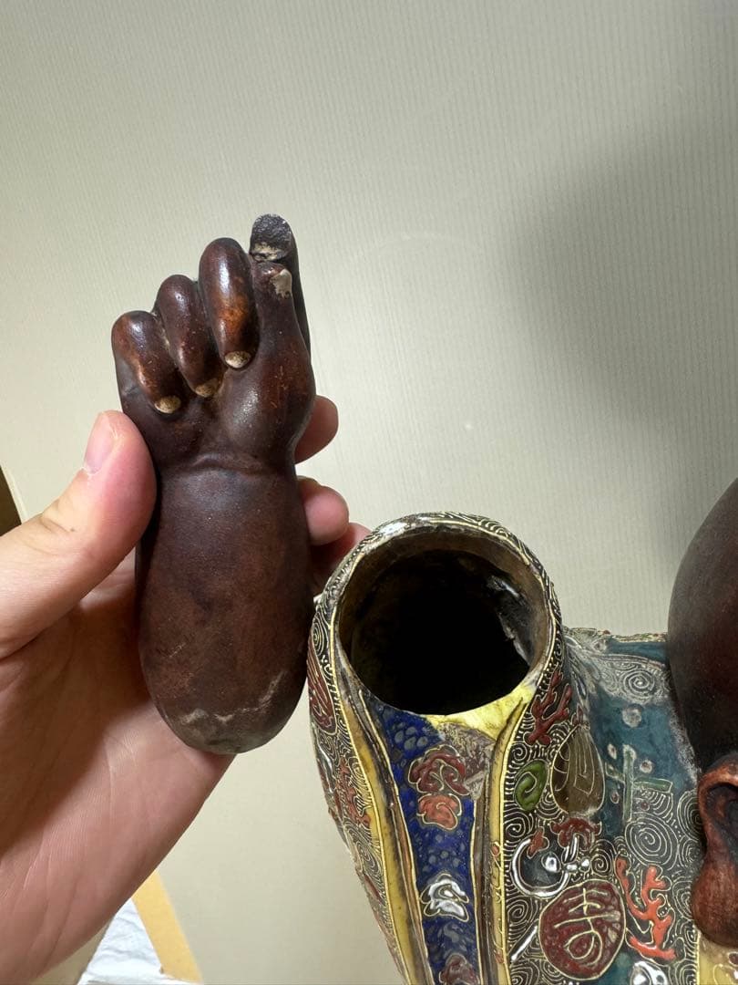 2306 九谷焼　布袋　縁起物 七福神 置物 特大　高60cm  神仏物 時代物