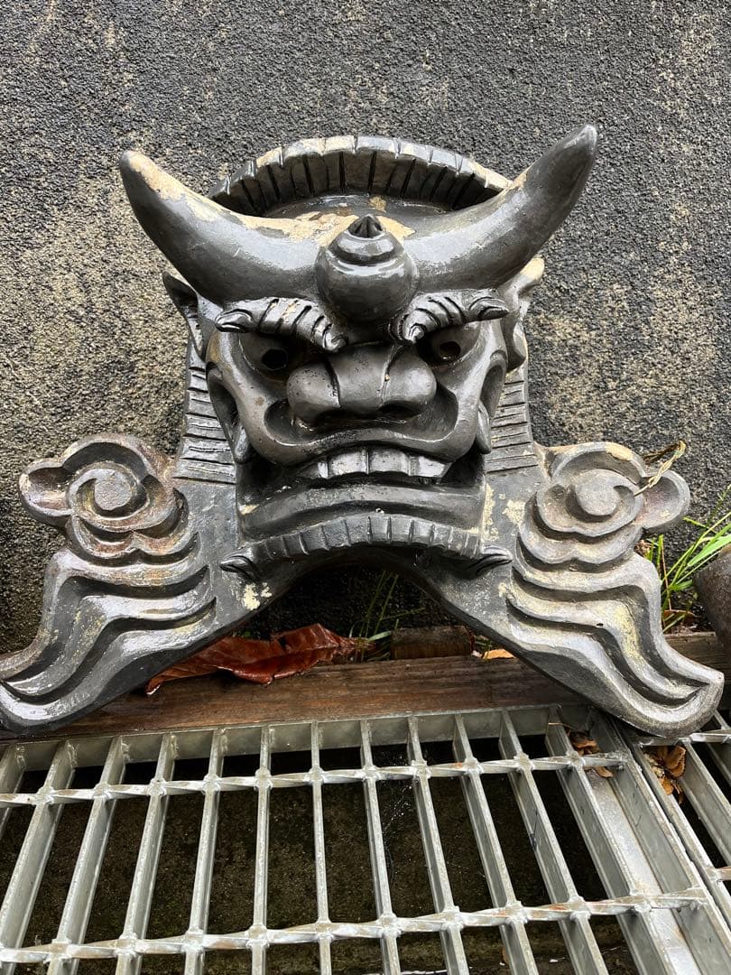 鬼瓦　工芸品　骨董品　魔除け　淡路瓦　雌雄一体