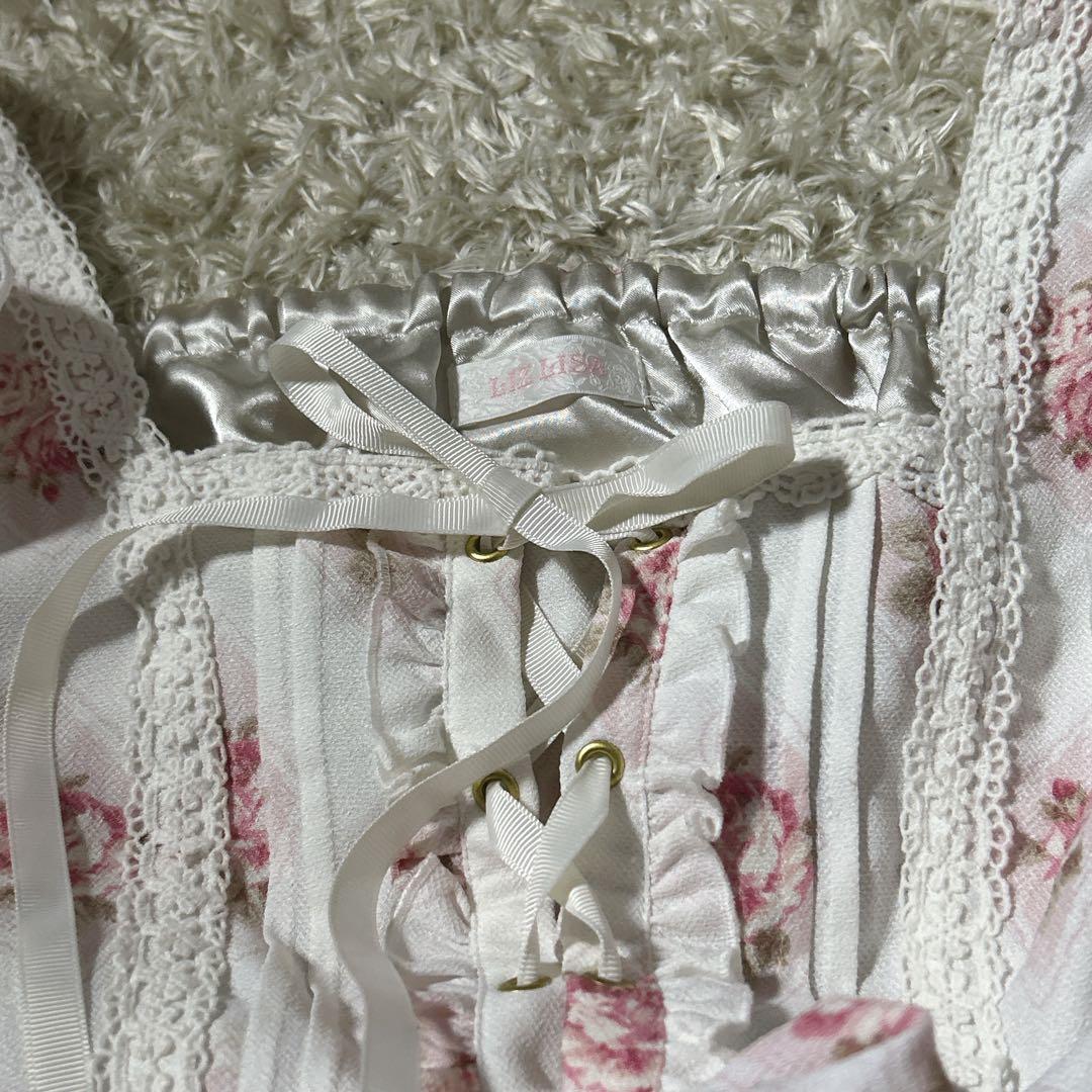 極美品【リズリサ】ローズ柄レースアップワンピース ロリータ ゴスロリ 姫系 花柄