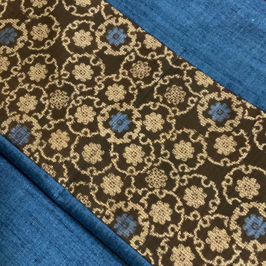 アンティーク大島紬×酒袋　小さな雪輪重ね　リメイク　山葡萄ハンドルバッグ