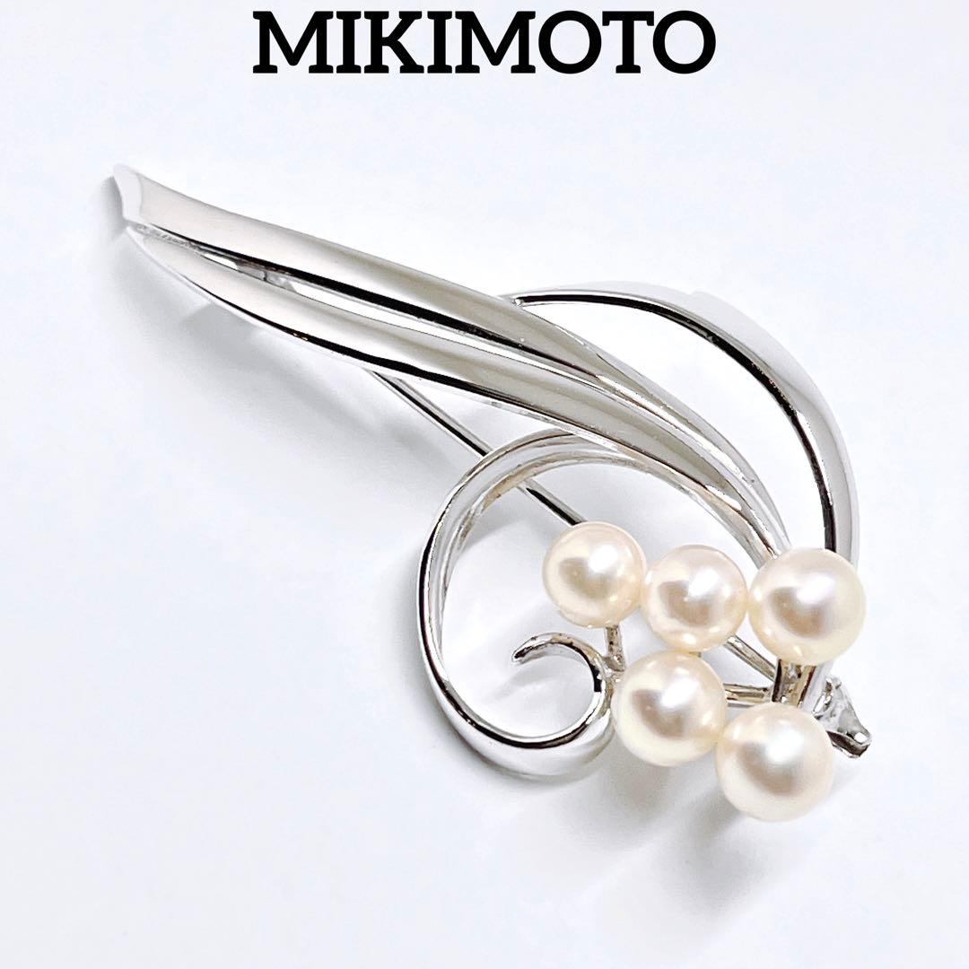 極美品✨　MIKIMOTO ミキモト パール　ブローチ　コサージュ　リーフ