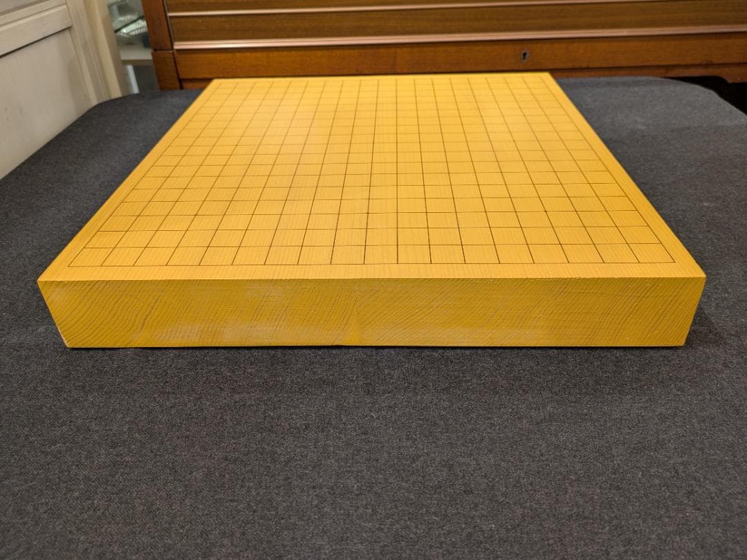 i＋【美品】 囲碁 卓上碁盤 本榧 ハギ板 天地柾 高級天然木 1.8寸 2枚継