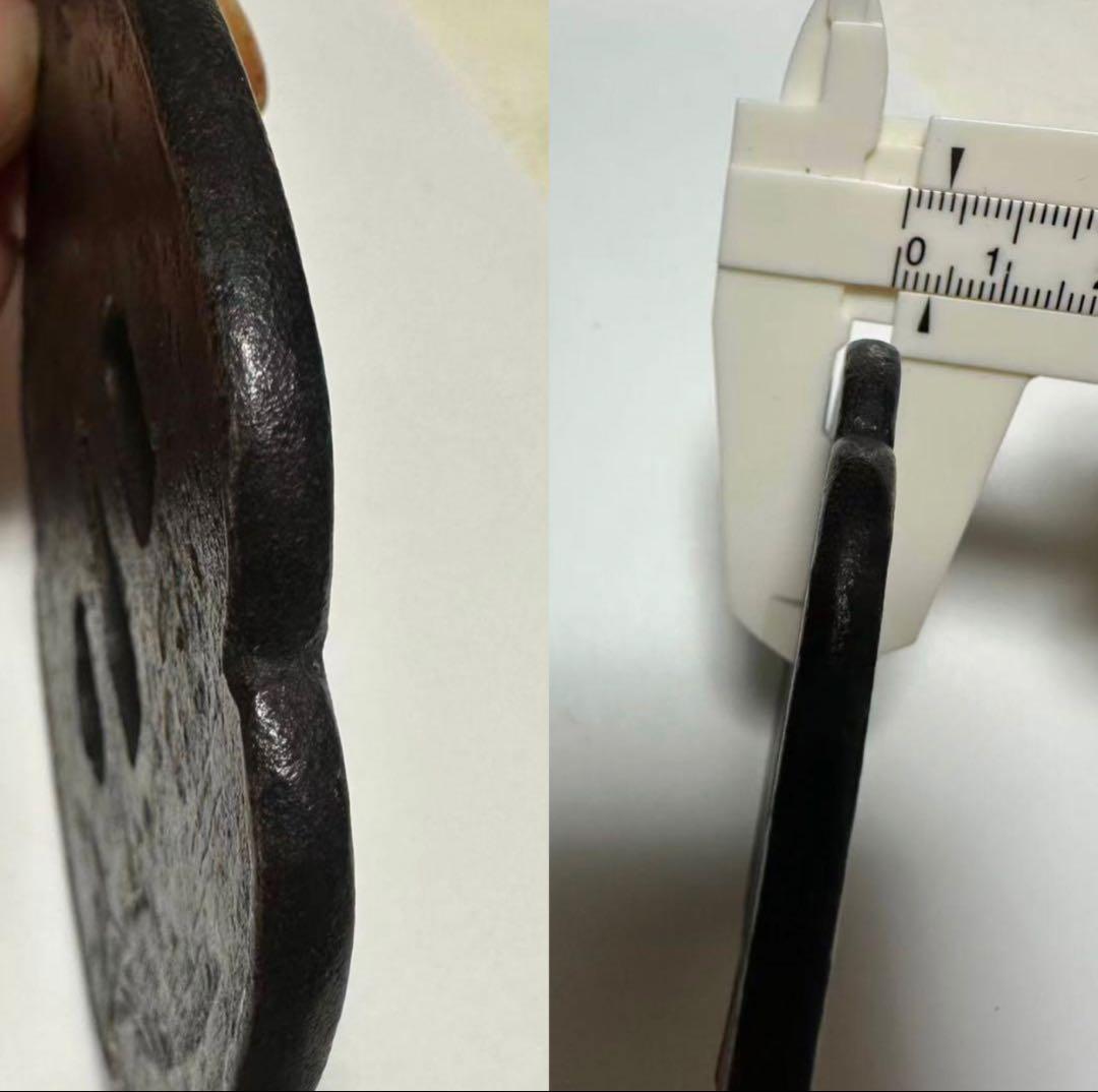 山城国伏見住 金家 鍔 鉄地 象嵌 鐔 山水鳥図 刀装具 古美術 時代物 鉄鍔