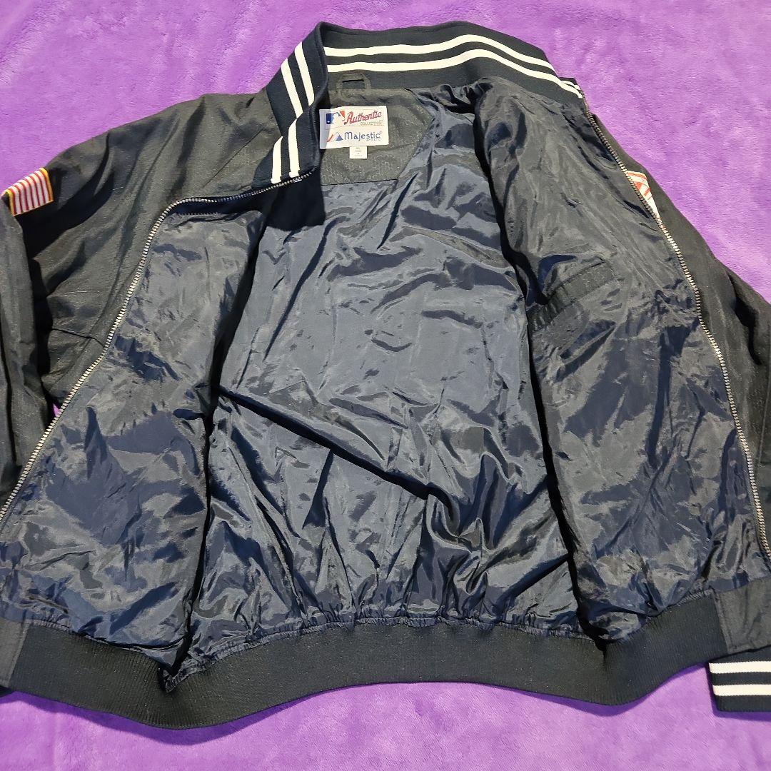 ヤンキース　マジェスティック　90s　刺繍スタジャン　XL　ブラックネイビー