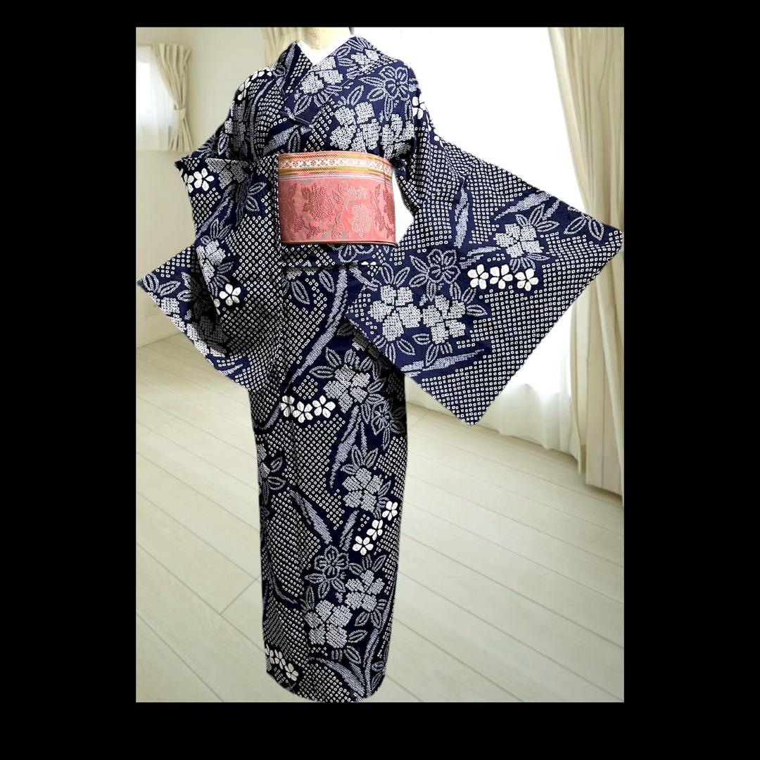 2点セット 希少サイズ‼️トールサイズ身幅大‼️新品美品　有松鳴海絞り浴衣 藍染に白