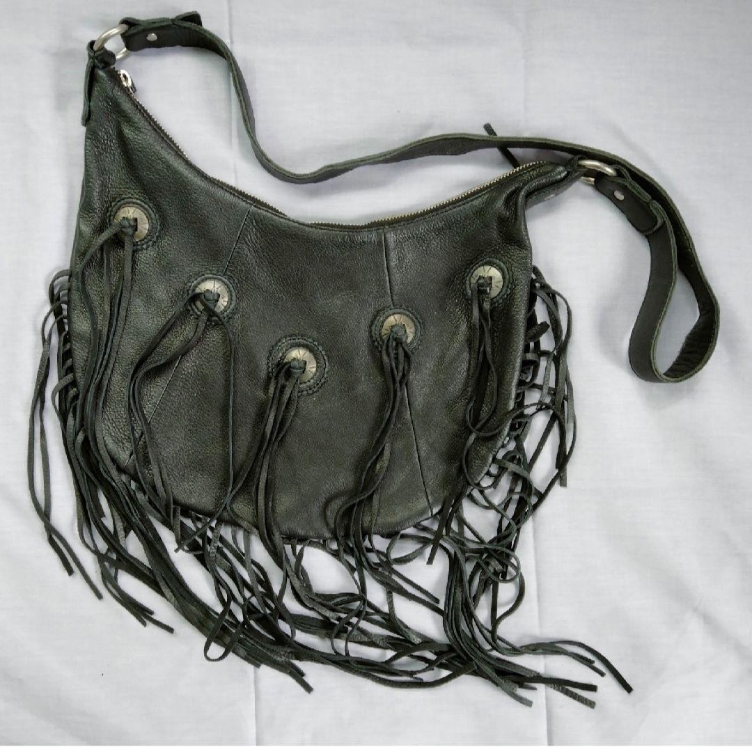 ラルフローレン　コンチョ・フリンジ付レザーショルダーバッグ