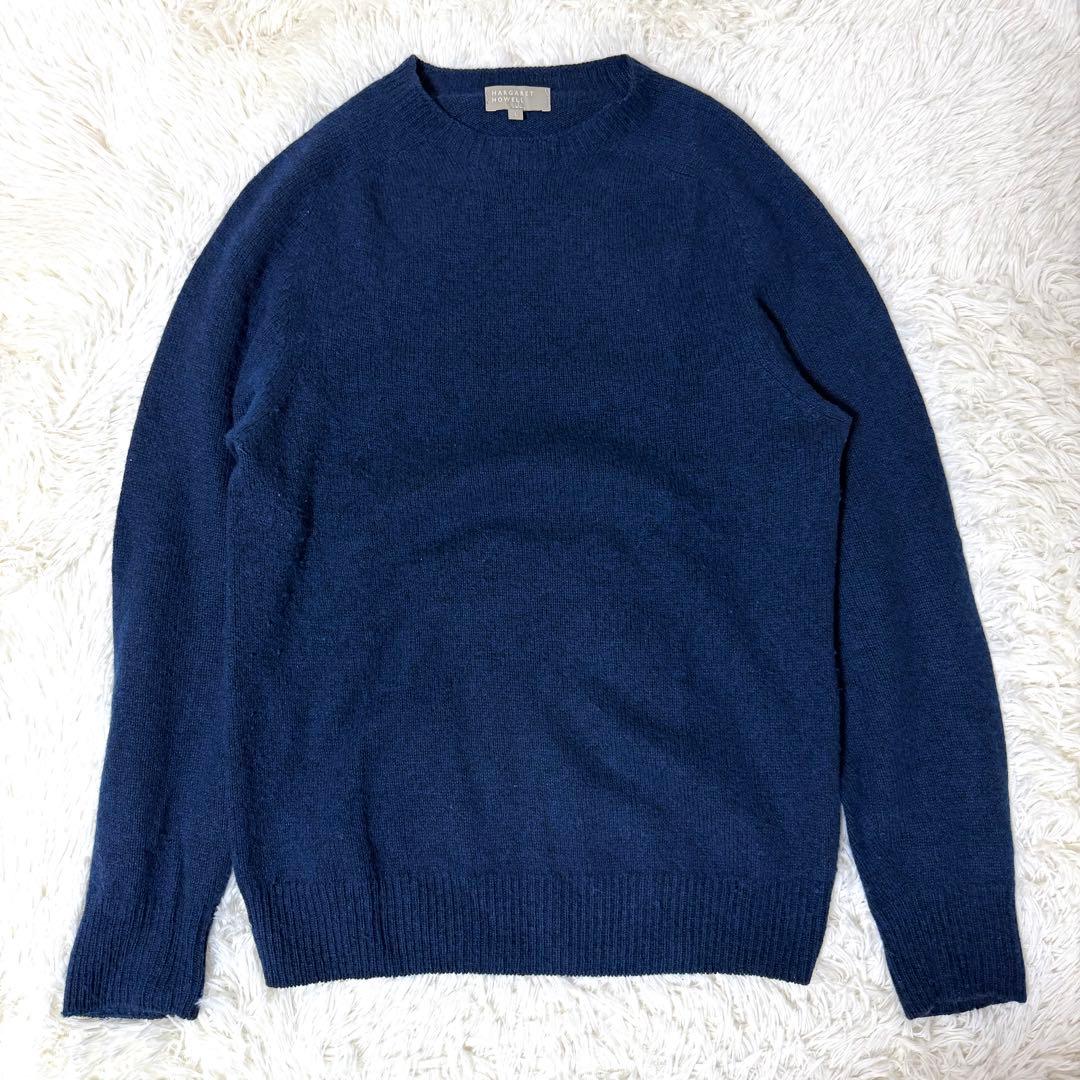 マーガレットハウエル カシミヤ クルーネック ニット ネイビー L