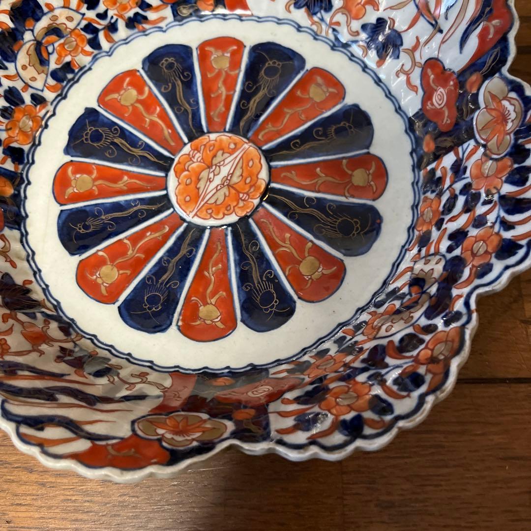 期間限定最終処分特価　逸品古伊万里色絵超力作大鉢と中鉢変形フリル鉢素敵すぎる名品