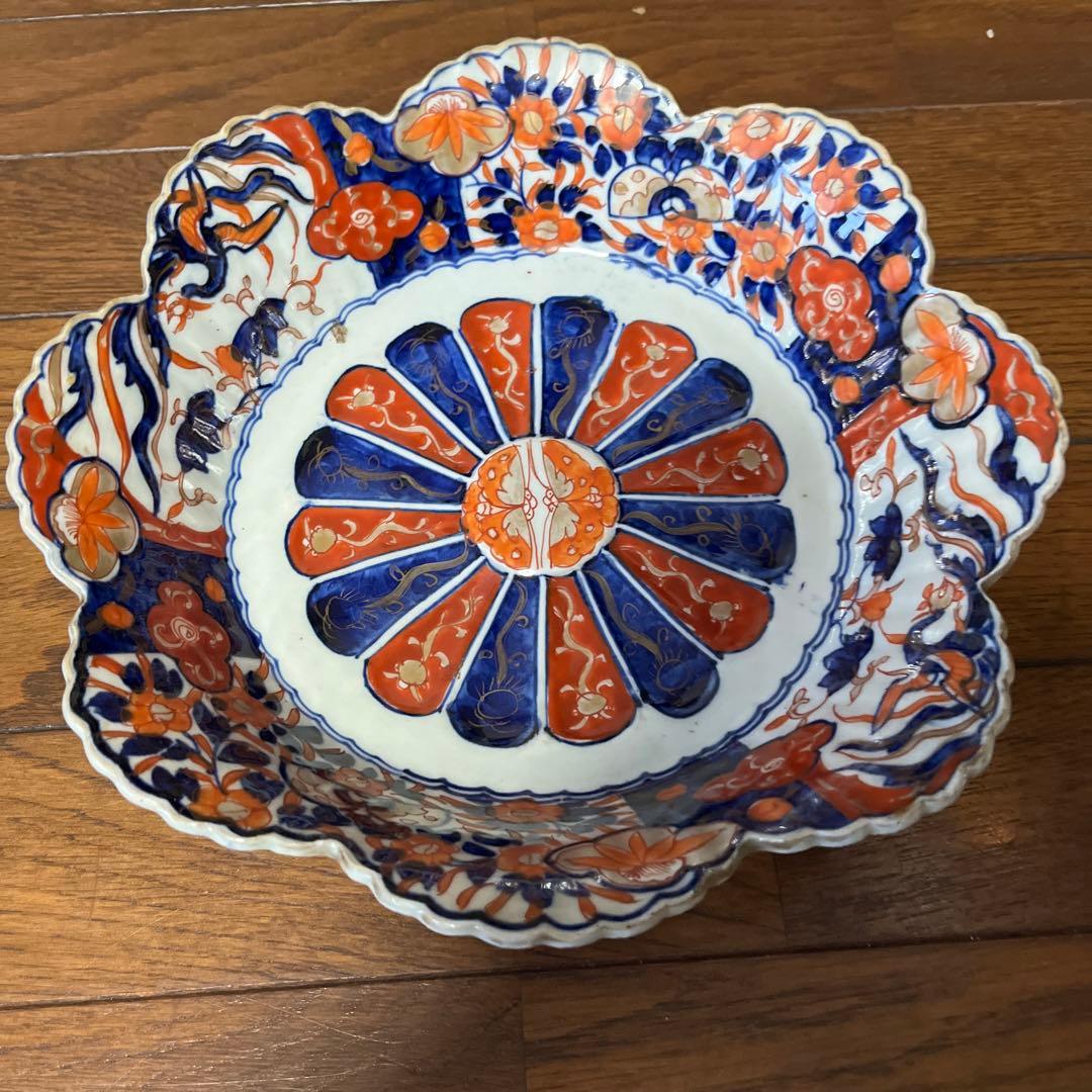 期間限定最終処分特価　逸品古伊万里色絵超力作大鉢と中鉢変形フリル鉢素敵すぎる名品