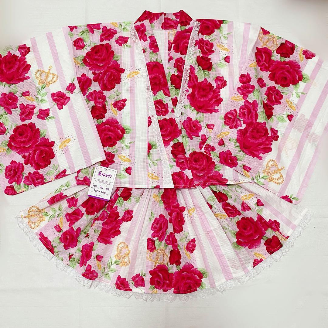 ♡姫系ギャル薔薇柄ピンク浴衣ドレス♡