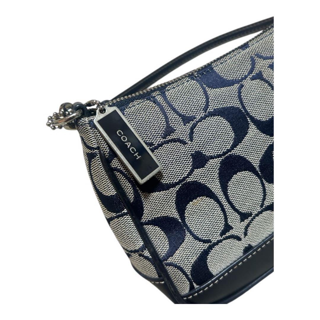 【美品】COACH コーチ 6094アクセサリーポーチ ネイビー　メタルチャーム