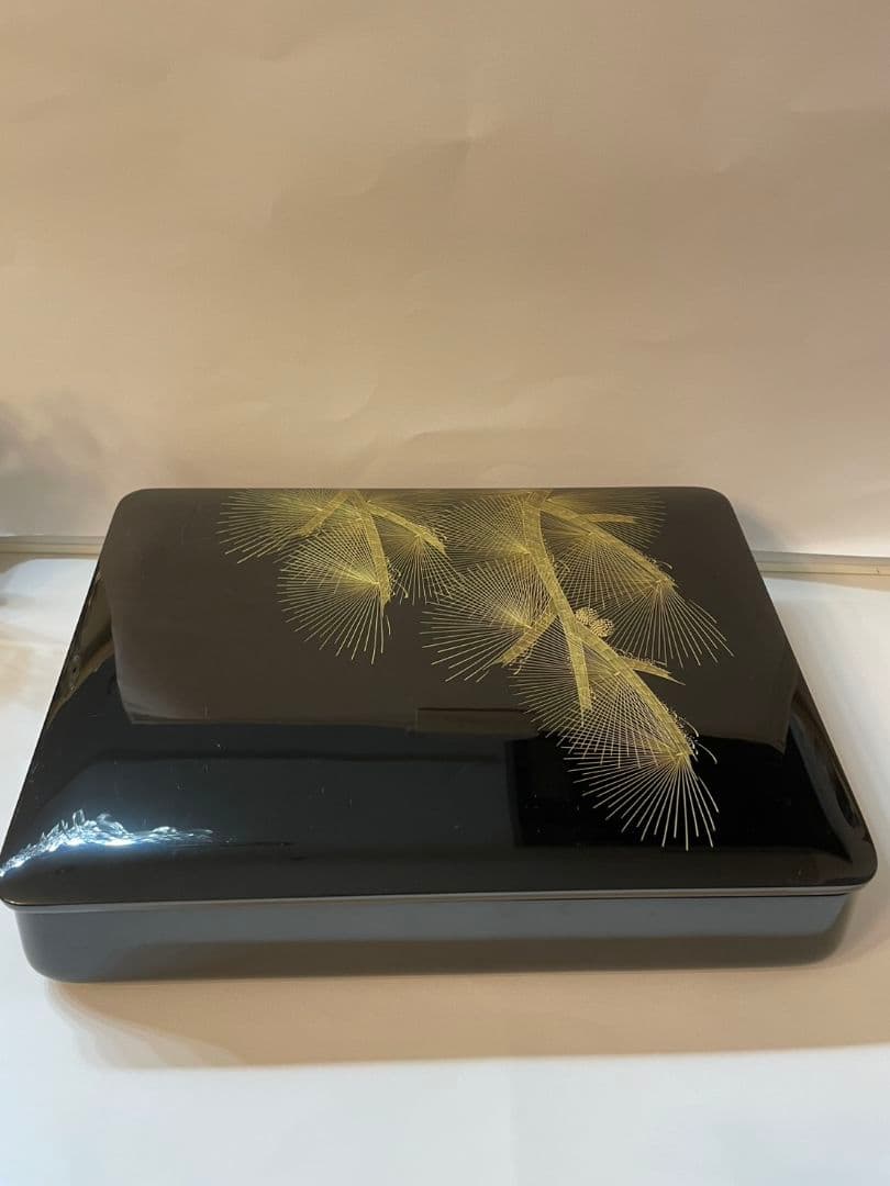 輪島塗 漆器 文箱 金色葉模様