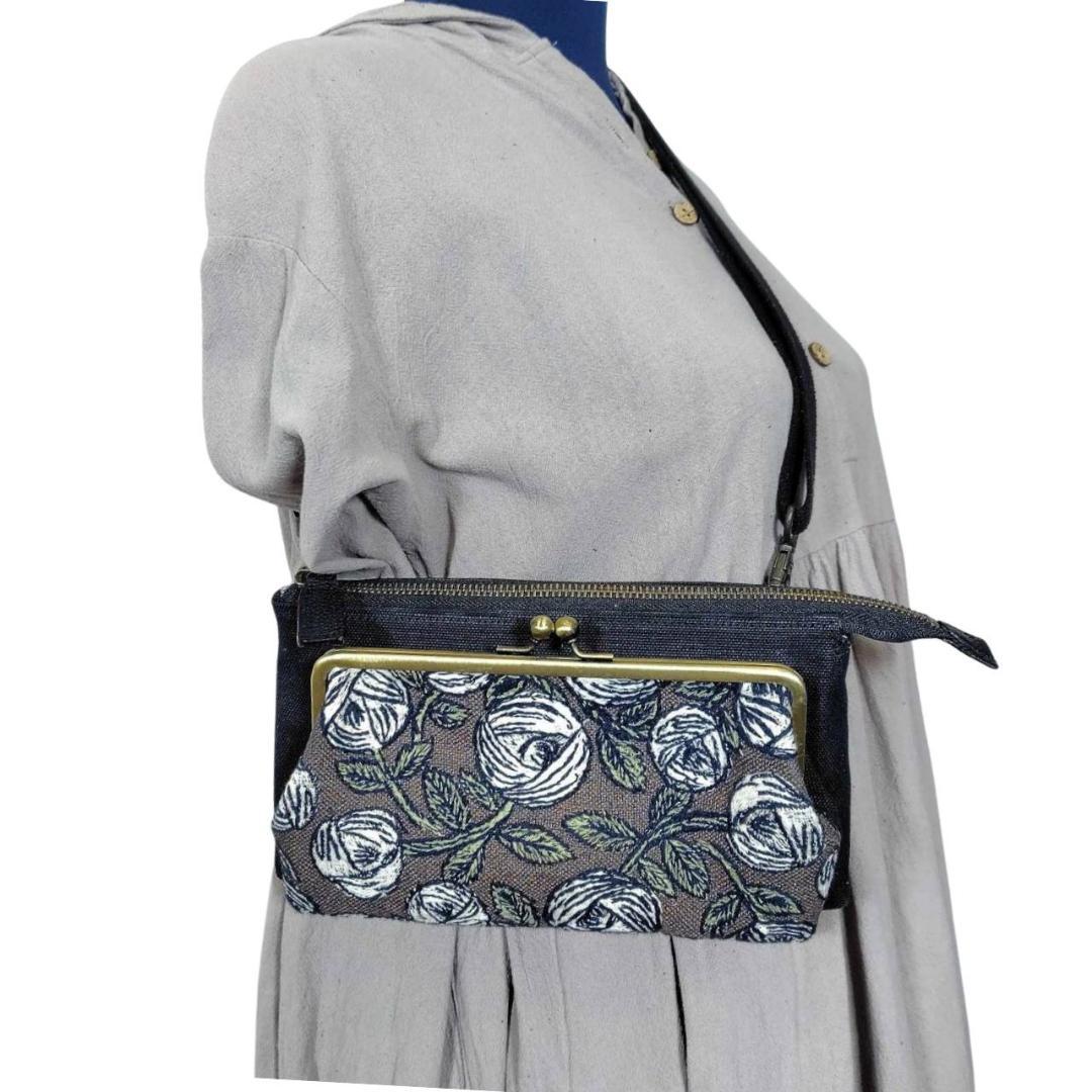 ミナペルホネン/rosyロージィーブラウン/がま口お財布ポシェットmina