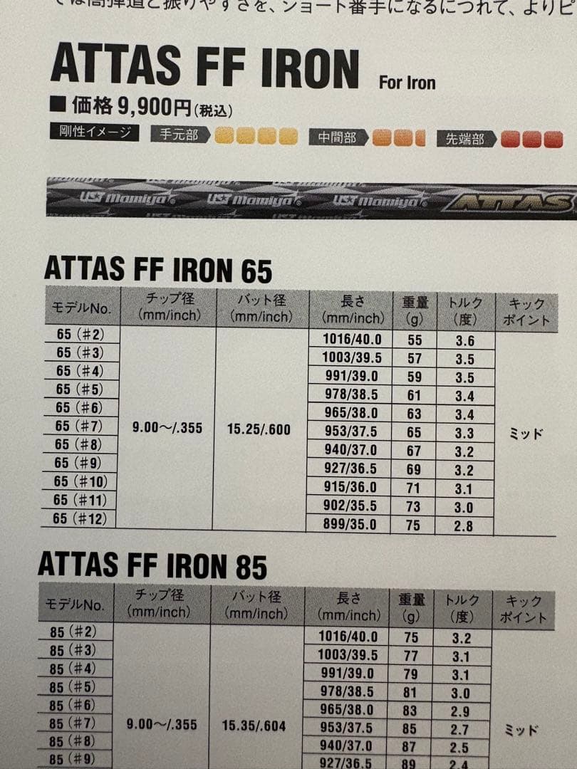 【値下げ】マミヤ アッタスFF65アイアン　6本セット