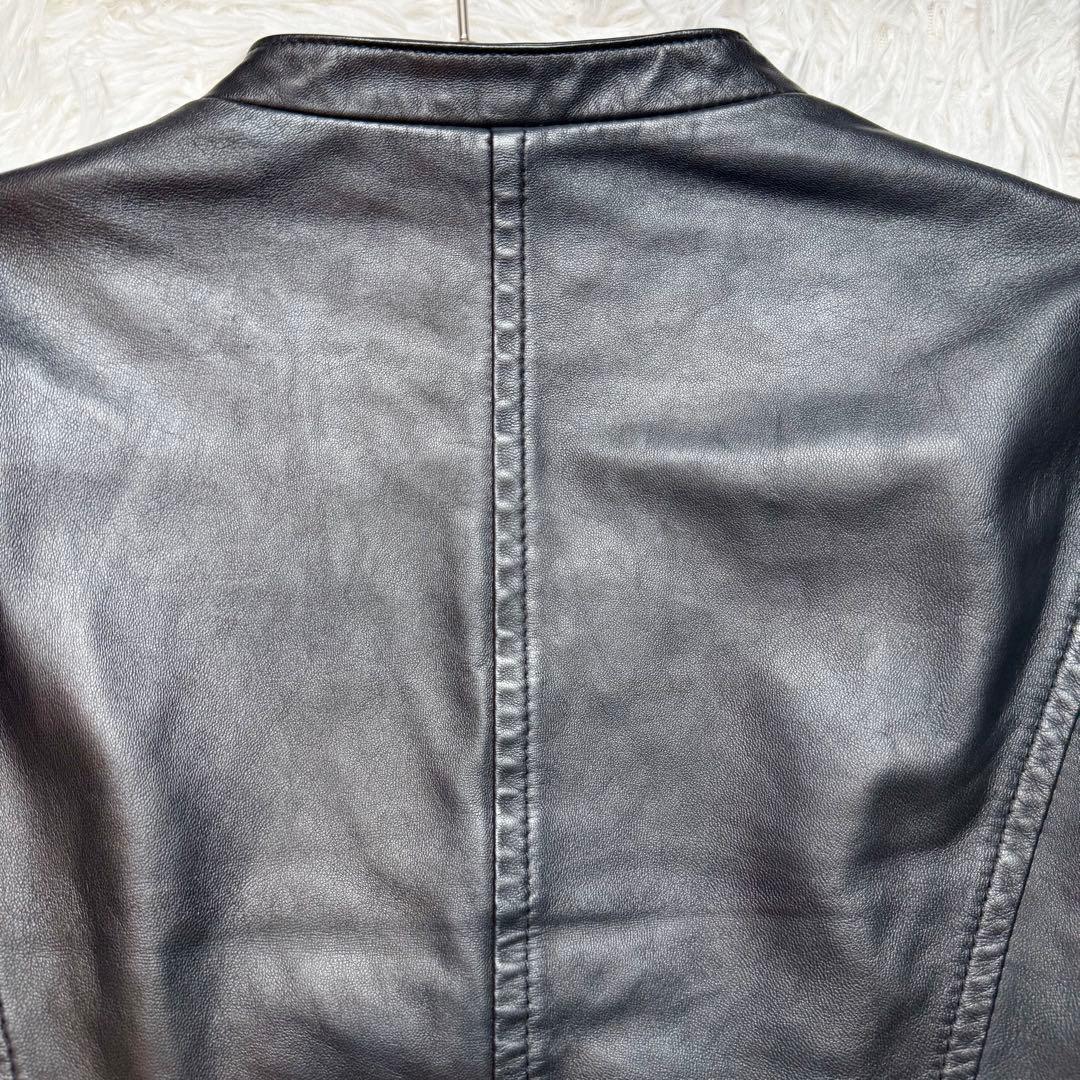ルニ様未使用級 ダイアグラム ラムレザー ノーカラーライダースジャケット 定価