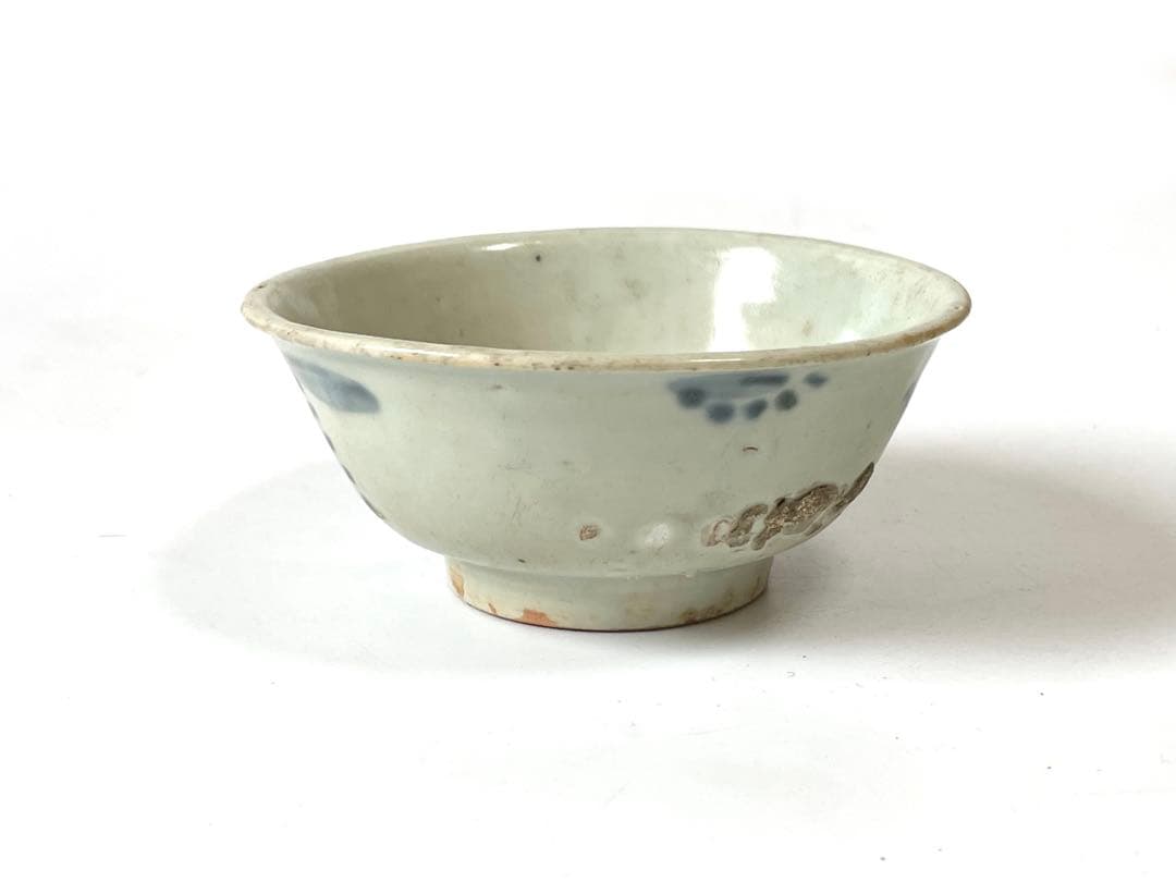 アンティーク　骨董　中国骨董　染付　海あがり　小碗　盃　カップ　古染付　明染付