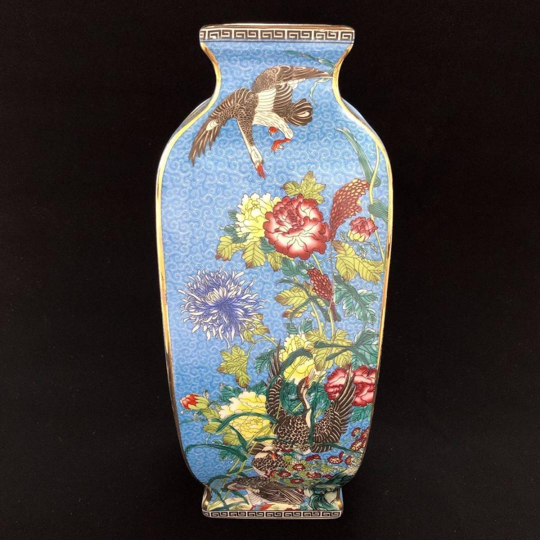 大清 乾隆 高さ35.2CM 紛彩花鳥瓶 骨董品 擺件 古賞物 傳世家珍 陶磁器
