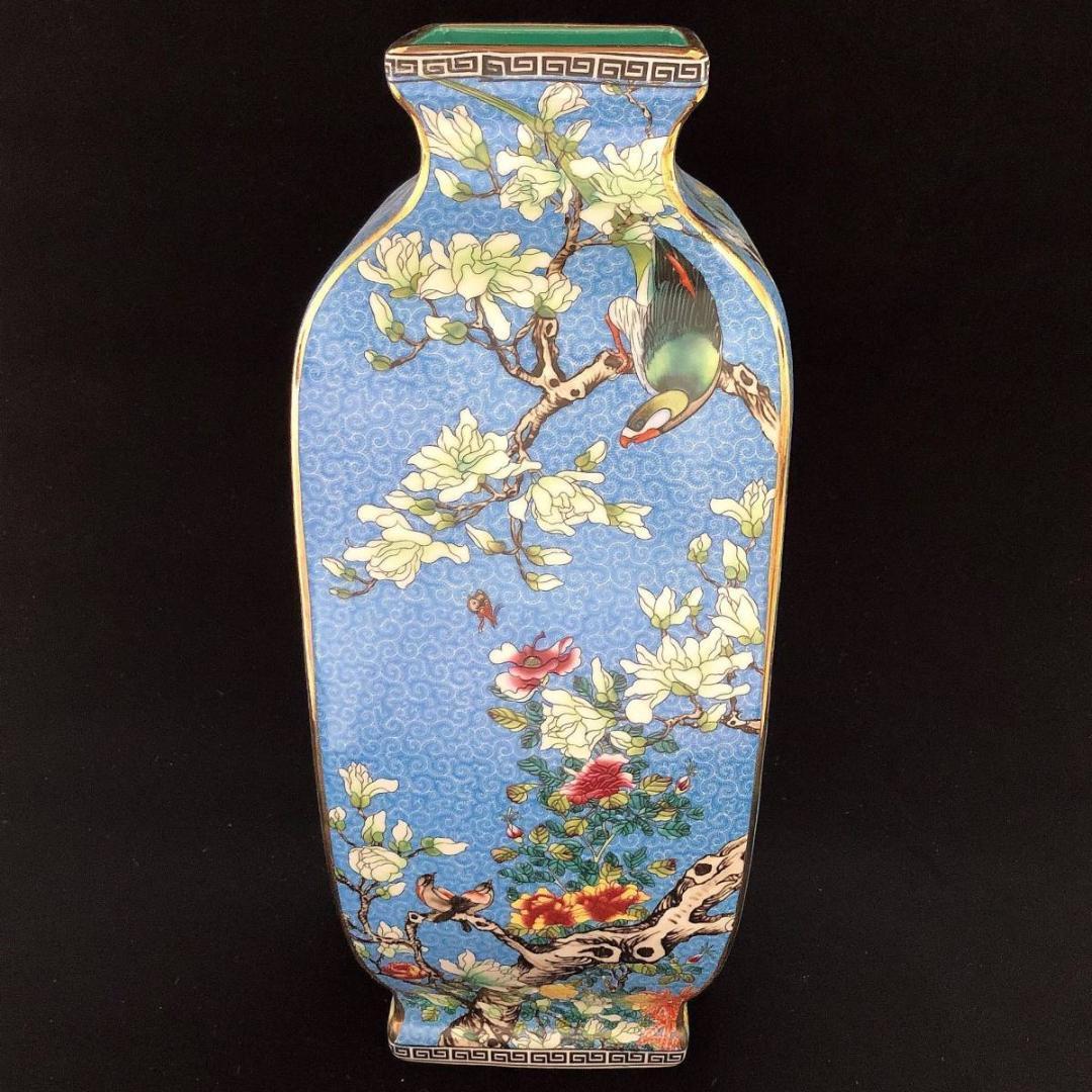 大清 乾隆 高さ35.2CM 紛彩花鳥瓶 骨董品 擺件 古賞物 傳世家珍 陶磁器