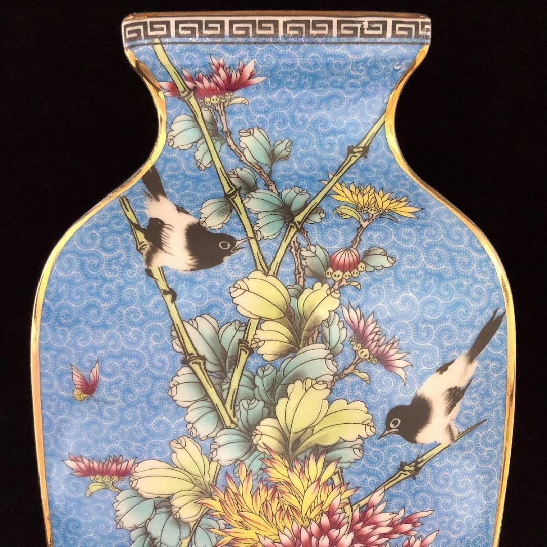 大清 乾隆 高さ35.2CM 紛彩花鳥瓶 骨董品 擺件 古賞物 傳世家珍 陶磁器