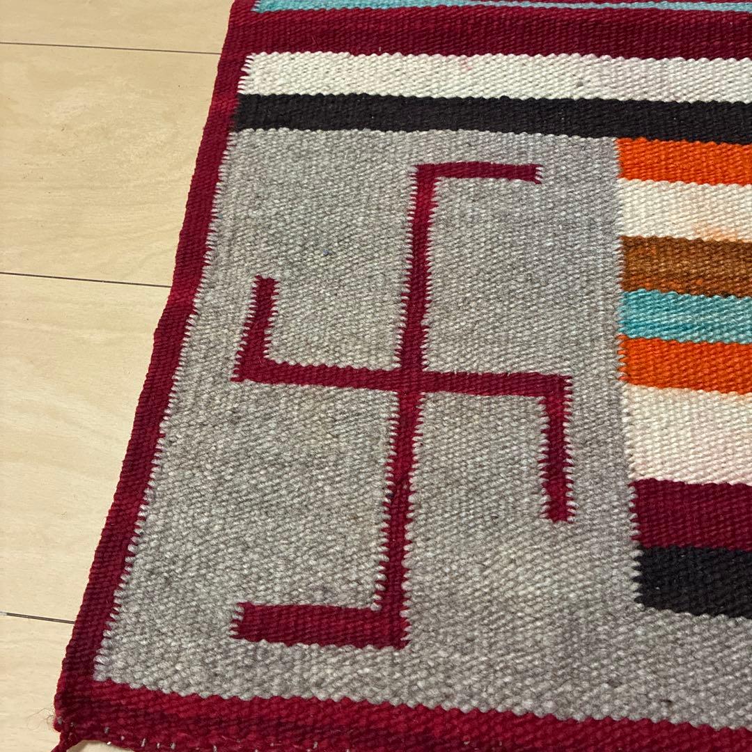 30s〜 Navajo ナバホ ビンテージ アンテーク ラグ 卍 スワスティカ